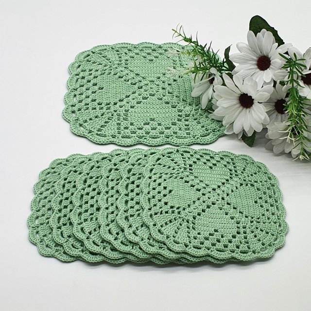 Komplet 7 podkładek miętowych pod filiżankę