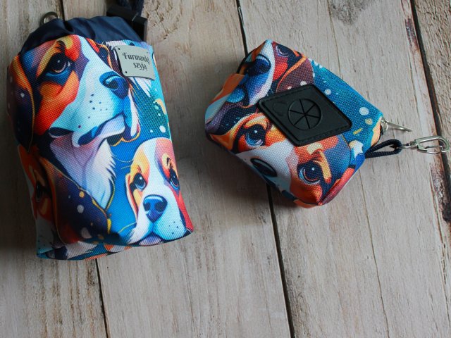 Zestaw saszetka na smaczki i woreczki # beagle