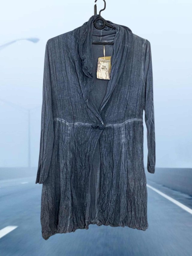 Elisa Cavaletti Płaszcz / Kardigan bombka kaptur niebieski Unikat Art & Vintage - rozmiar XXL