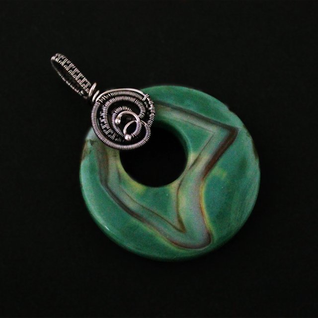 Ina - duży wisior wire-wrapping z agatem