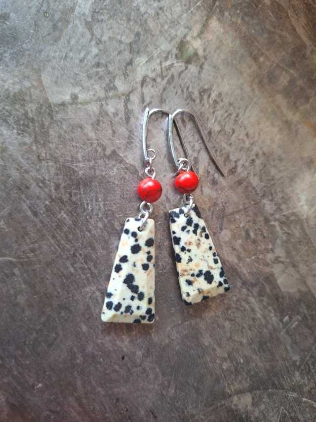 Kolczyki jaspis dalmatyński