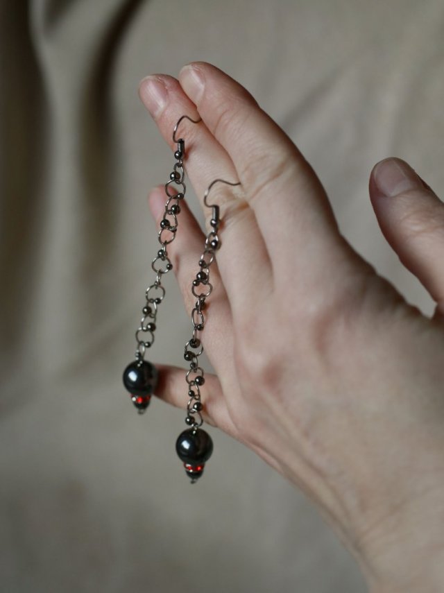 Długie kolczyki boho z hematytem