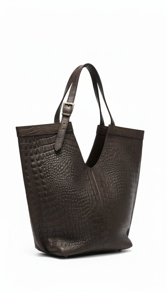 Torebka z fakturą krokodyla - LS10 brązowa