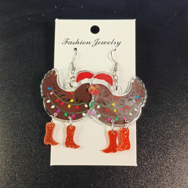 Kolczyki świąteczna kura