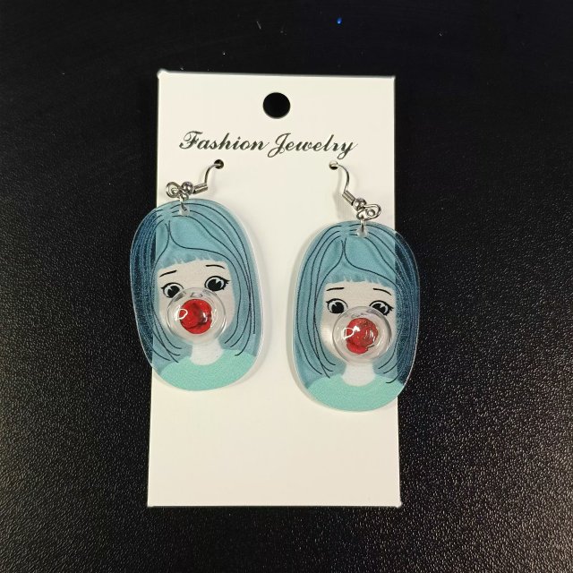 Kolczyki dziewczynka z gumą balonową turkus