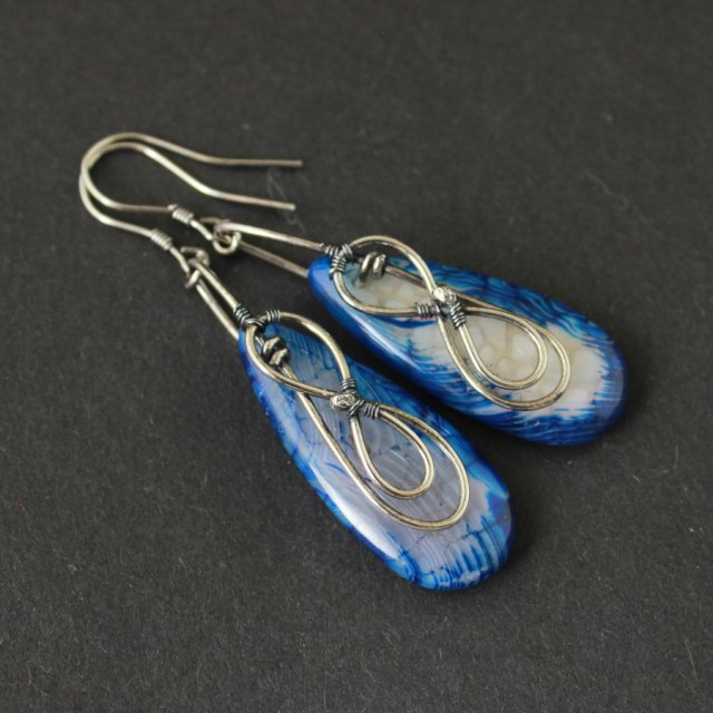 Kolczyki Meaya - agat i oksydowane srebro