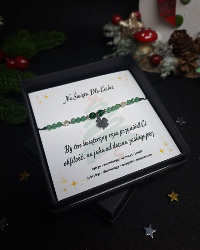 Bransoletka z Kamieni Naturalnych "Świąteczna Obfitość" - awenturyn, cytryn, hematyt, jadeit