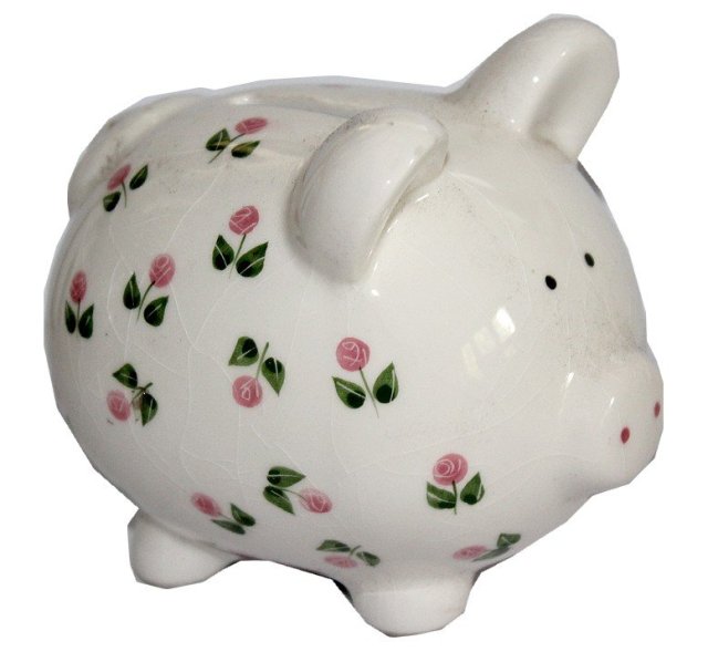 CERAMICZNA świnka  skarbonka floral vintage