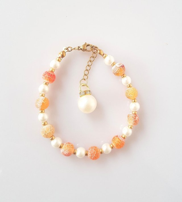 Bransoletka Mandarynka w Perłach