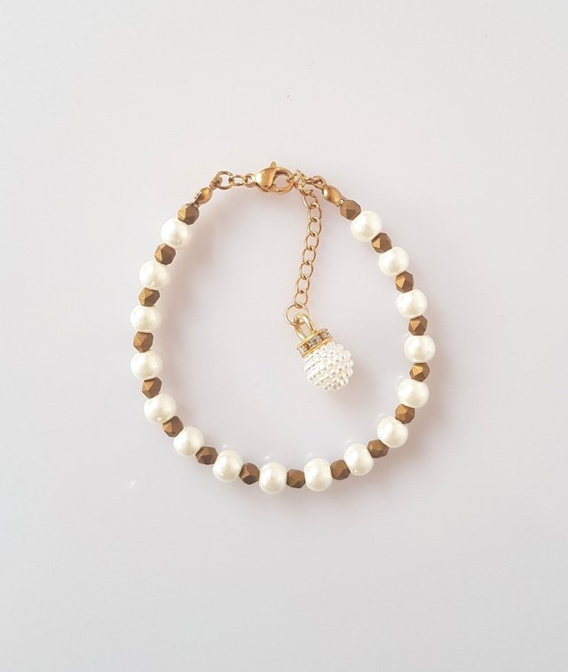 Bransoletka Świąteczna z perełkami i hematytem