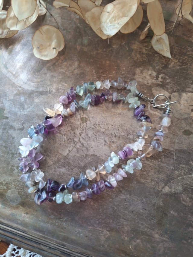 Naszyjnik fluoryt matowy