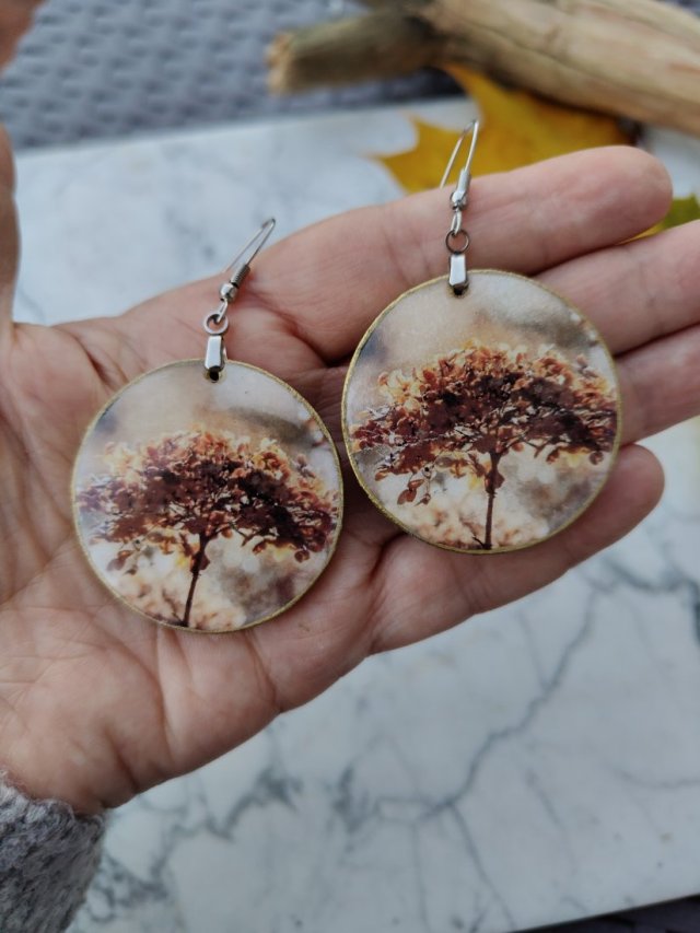 Jesienne Kolczyki - Kwiat hortensji