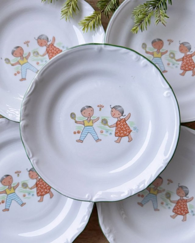 Talerz śniadaniowy z serii z Jackiem i Agatką, PRL
