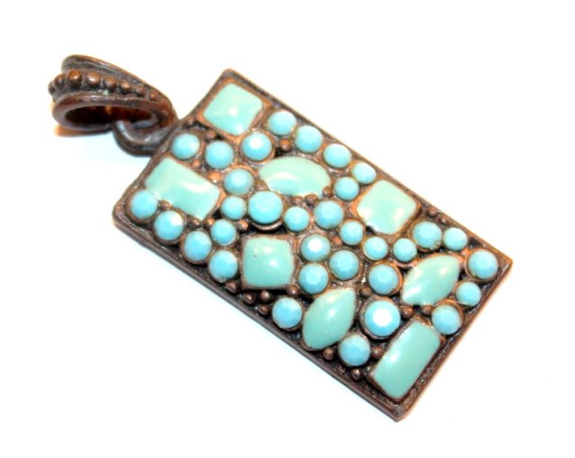 TURKUSOWA artystyczna  przywieszka wisiorek metal