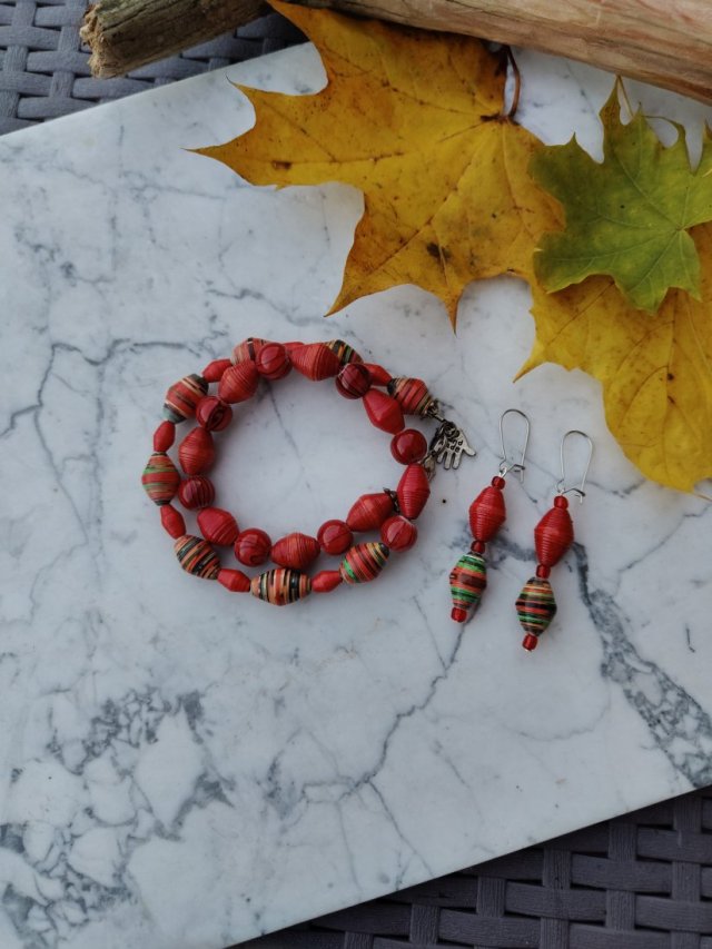 Jesienna Energia – komplet biżuterii z ręcznie robionych koralików