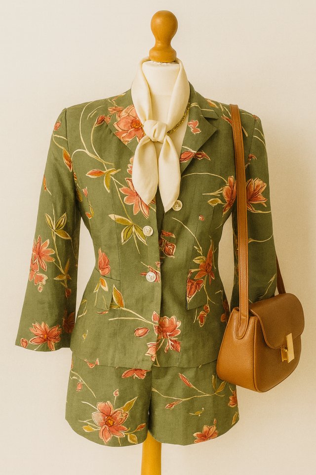 Vintage Marynarka żakiet w kwiaty All over print Unikat Niepowtarzalna piękna jesień