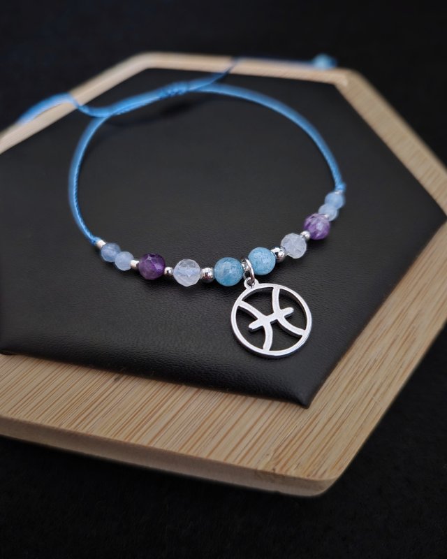 Bransoletka Zodiakalna Ryby ze srebrną zawieszką