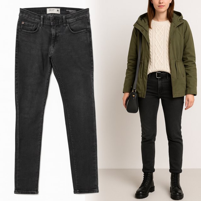 CUBUS czarne uniwersalne dopasowane jeansy damskie na każdą okazję W 31 R 40 L  Hv275