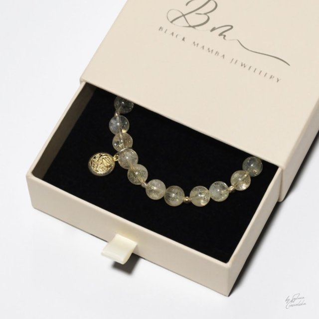 Unikatowa Bransoletka Damska z Kamieni Naturalnych Cytryn oraz srebra 925