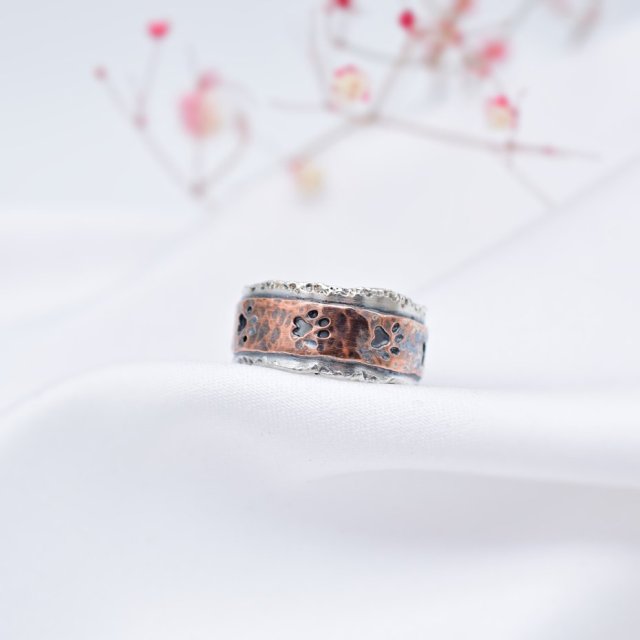 Kocie Łapy - Pierścionek z Miedzi i Srebra