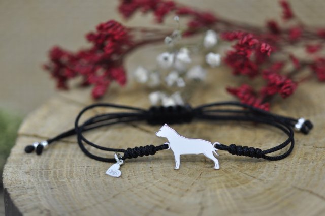 American Staffordshire Terrier / Amstaff - bransoletka z psem, srebro 925