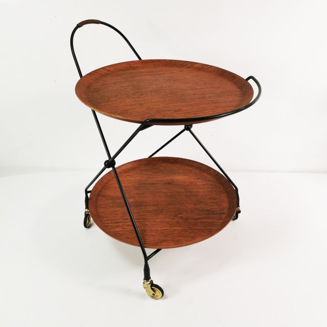 Minimalistyczny, tekowy barek, Jie Gantofta, proj. Paul Nagel, Szwecja lata 60.