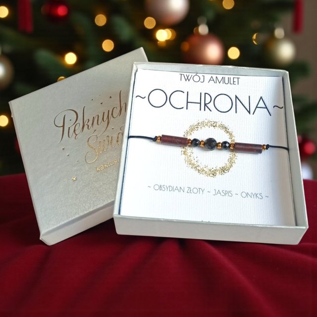 OCHRONA - świąteczne pudełko - obsydian, jaspis, onyks - amulet - talizman