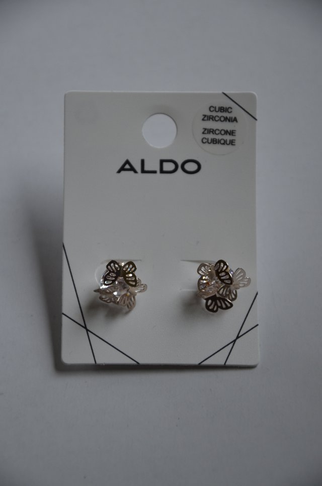 kolczyki ALDO nowe sztyfty motylki cyrkonie złote motyle