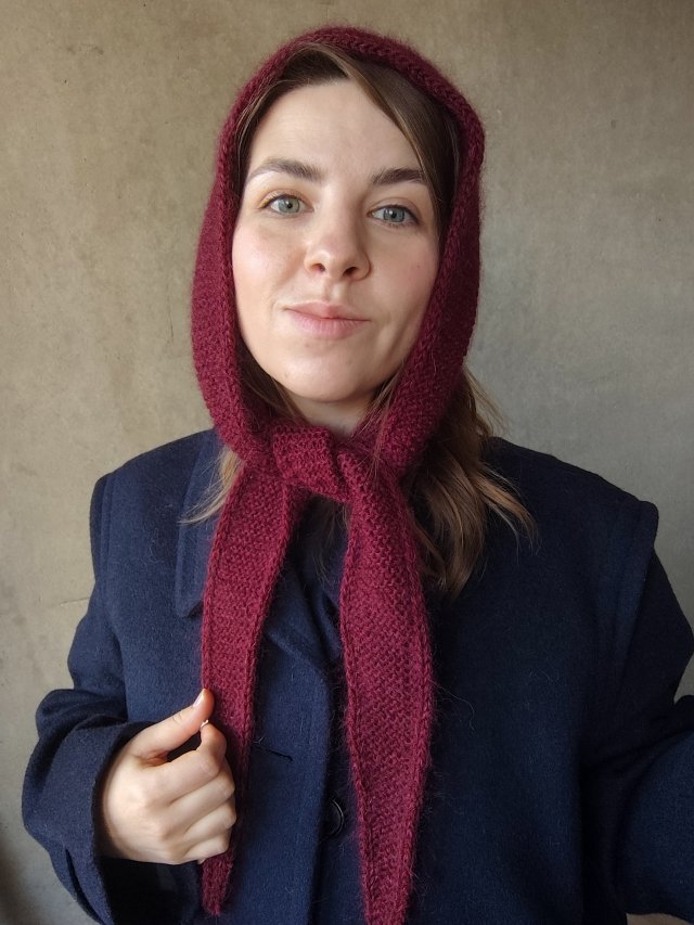 Bordowy wełniany duński szalik Sophie Wełna merino Moher Kaszmir Jedwab z upcyclingu
