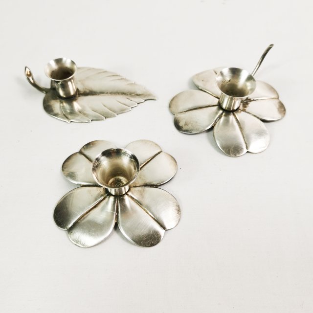 Świeczniki Mid century- platerowane, Dania lata 60.