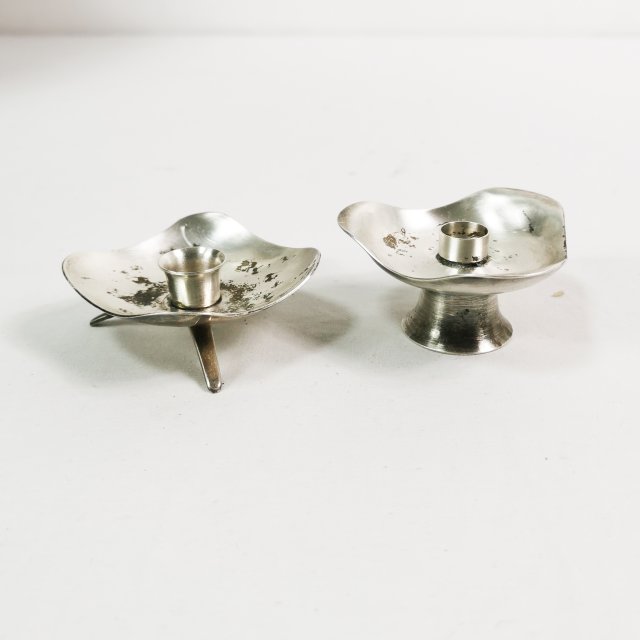 Mid century świeczniki- platerowane, Dania lata 60.