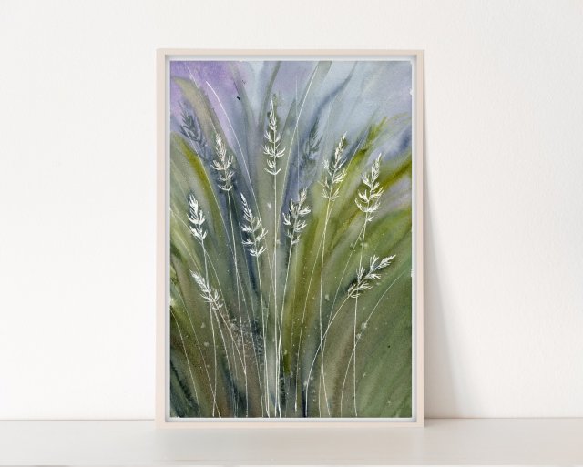 Oryginalna akwarela A4. Łąka