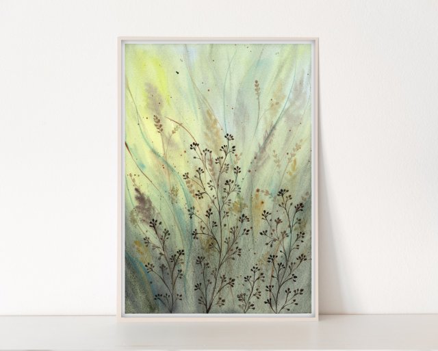 Oryginalna akwarela A4. Łąka