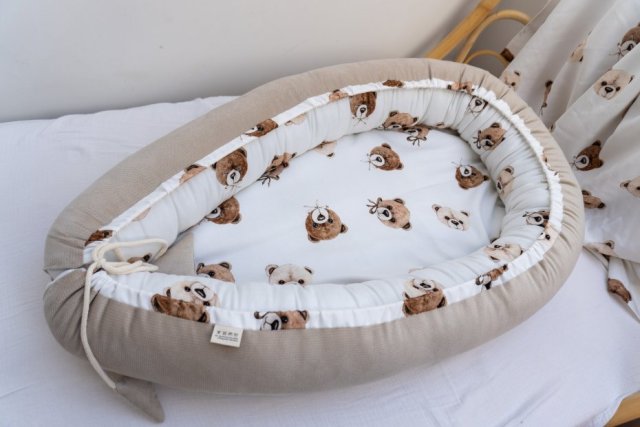 gniazdo niemowlęce kokon bambus Velvet kremowe gąski