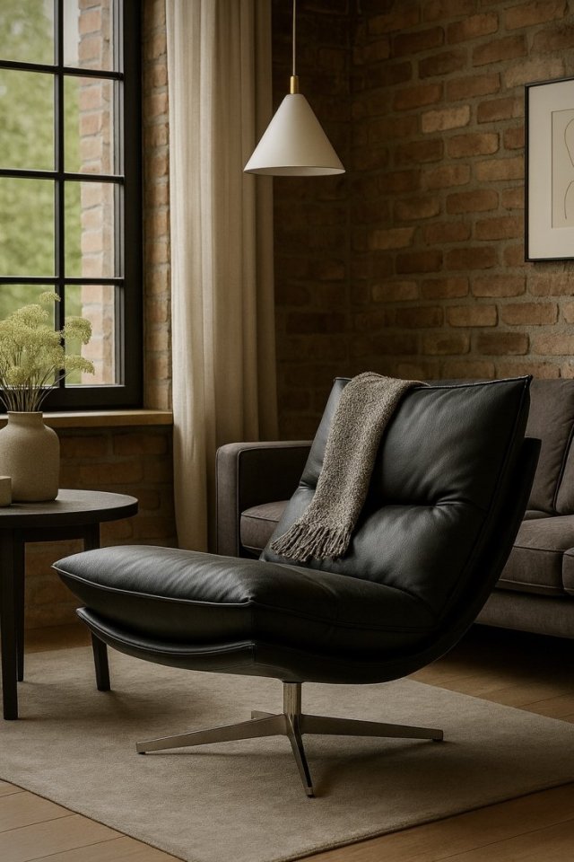 Fotel obrotowy wypoczynkowy ekoskóra