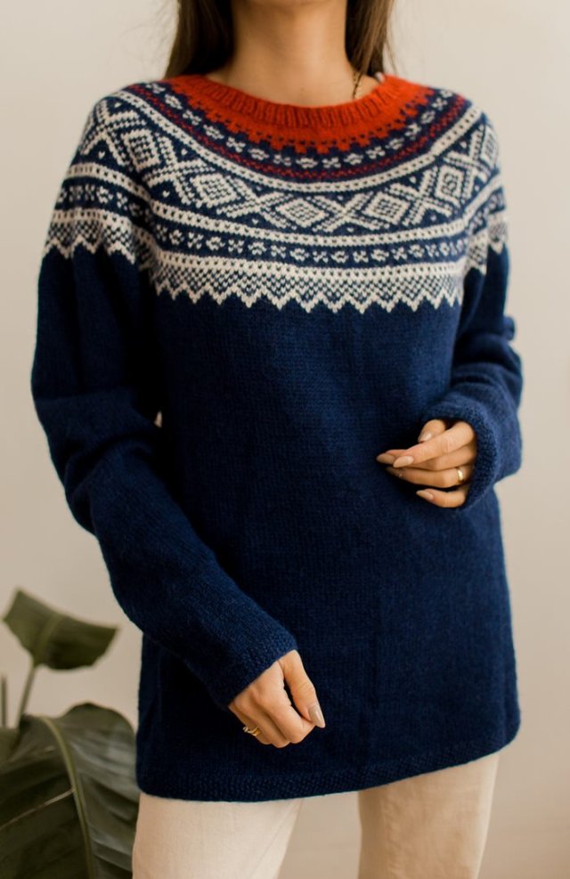 sweter w norweskie wzory S