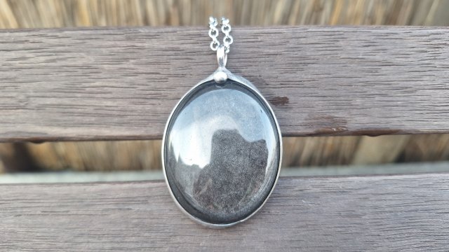 Srebrny obsydian - wisiorek