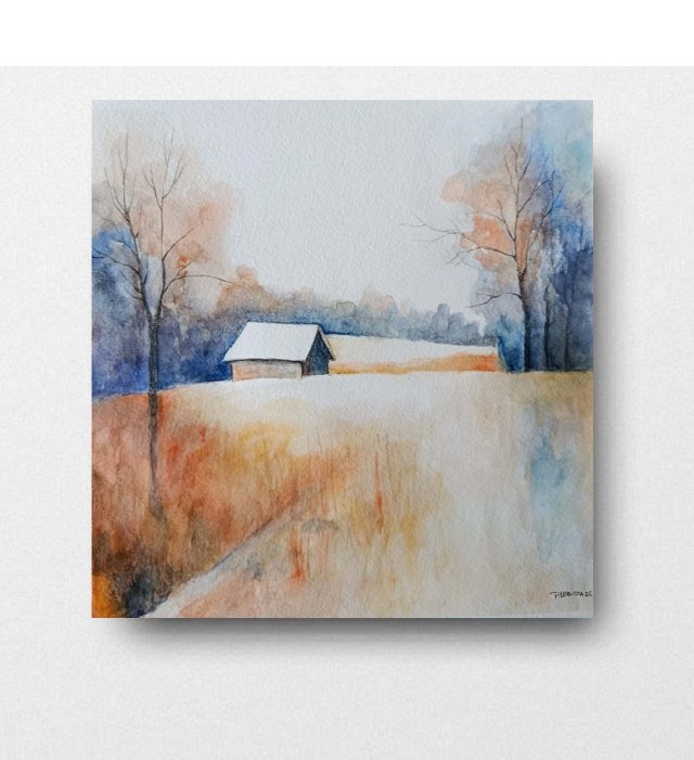 Pejzaż- akwarela formatu 25/25 cm