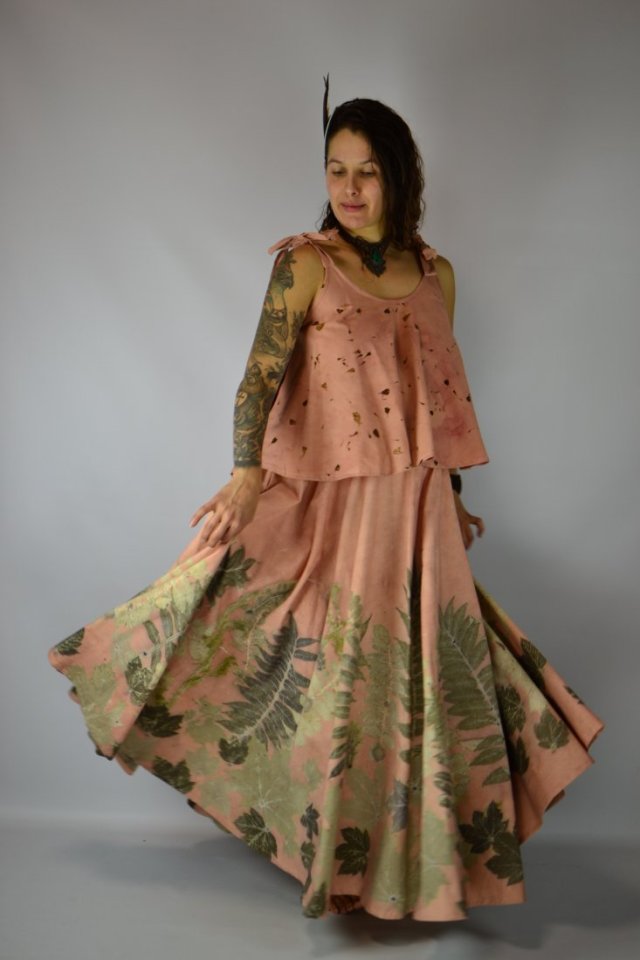 Barwiona roślinami Spódnica Ciepły Las