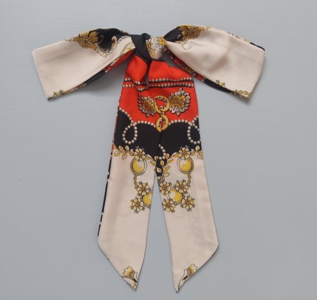 Apaszka twilly beżowo-czerwona