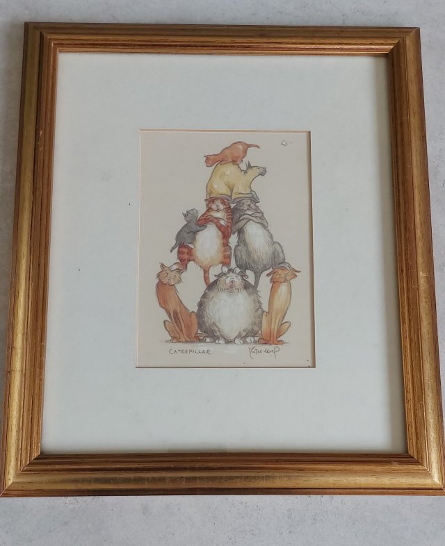 Minter Kemp England humorystyczna ilustracja print koty