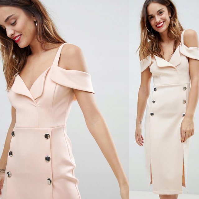 Sukienka midi ołówkowa na ramiączkach a'la kopertowa  Ho198