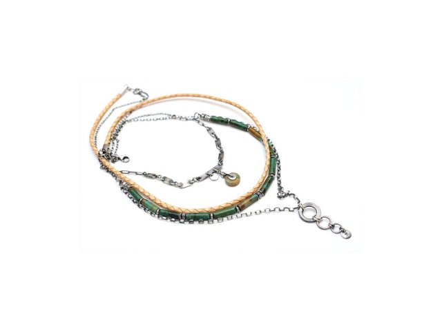 Turkusowe wałeczki /kaskada / 09-2025/ -naszyjnik