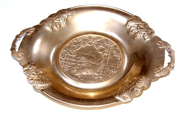 LIS ozdobny aluminiowy talerz patera złoty