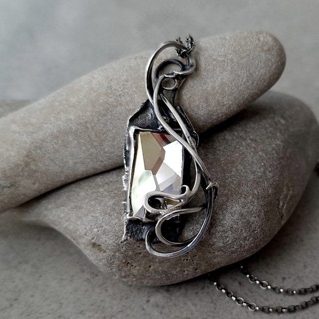 Greatgrey srebrny naszyjnik z kryształem Swarovskiego