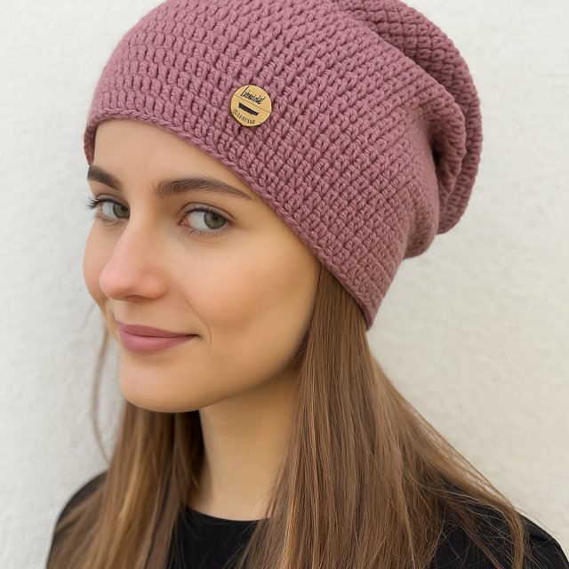 Czapka całoroczna przejściowa cienka bawełna s/m brudny róż