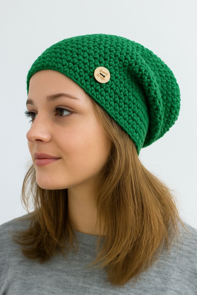 Czapka całoroczna przejściowa cienka bawełna s/m soczysta zieleń