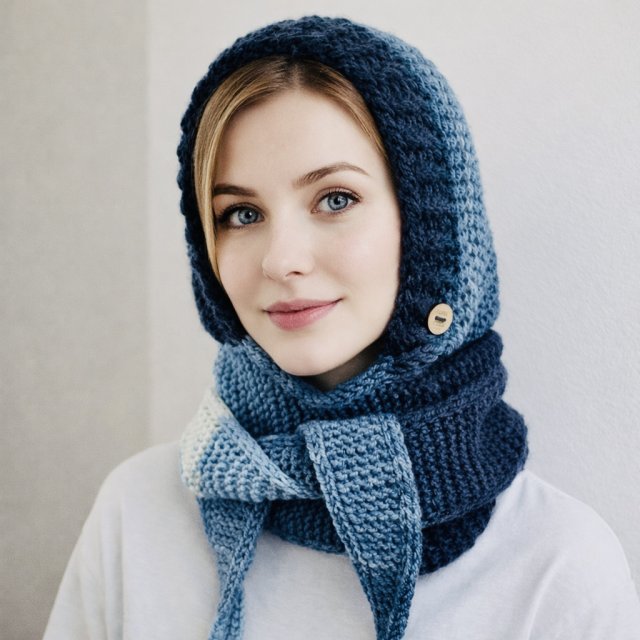 Balaclava kominiarka kapturoszal zamiast czapki handmade 53-55 cm