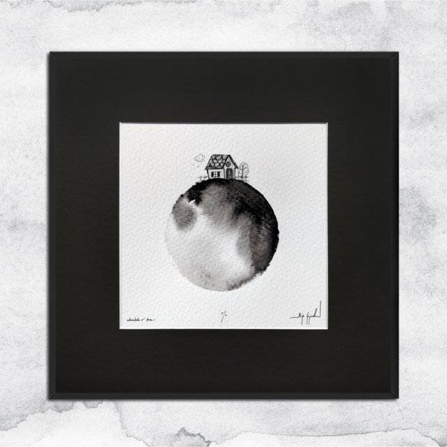 UNIKAT - oprawiona w ramę akwarela (domek 3)