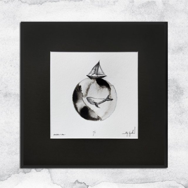 UNIKAT - oprawiona w ramę akwarela (łódka 4)